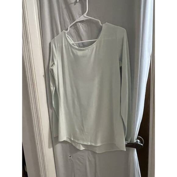 Athleta Mint Green Jacquard Flex light Training Top Sz S Cut Out Back - Picture 1 of 6